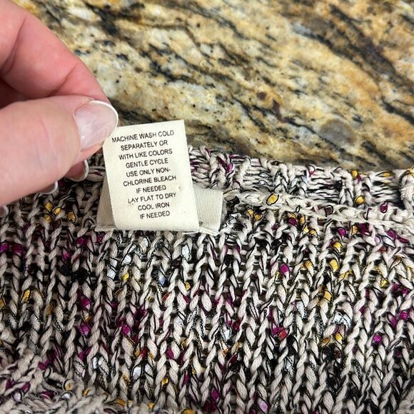 Andrea Jovine Cotton Blend Marled Knit Crew Neck Sweater Size S - Picture 5 of 7